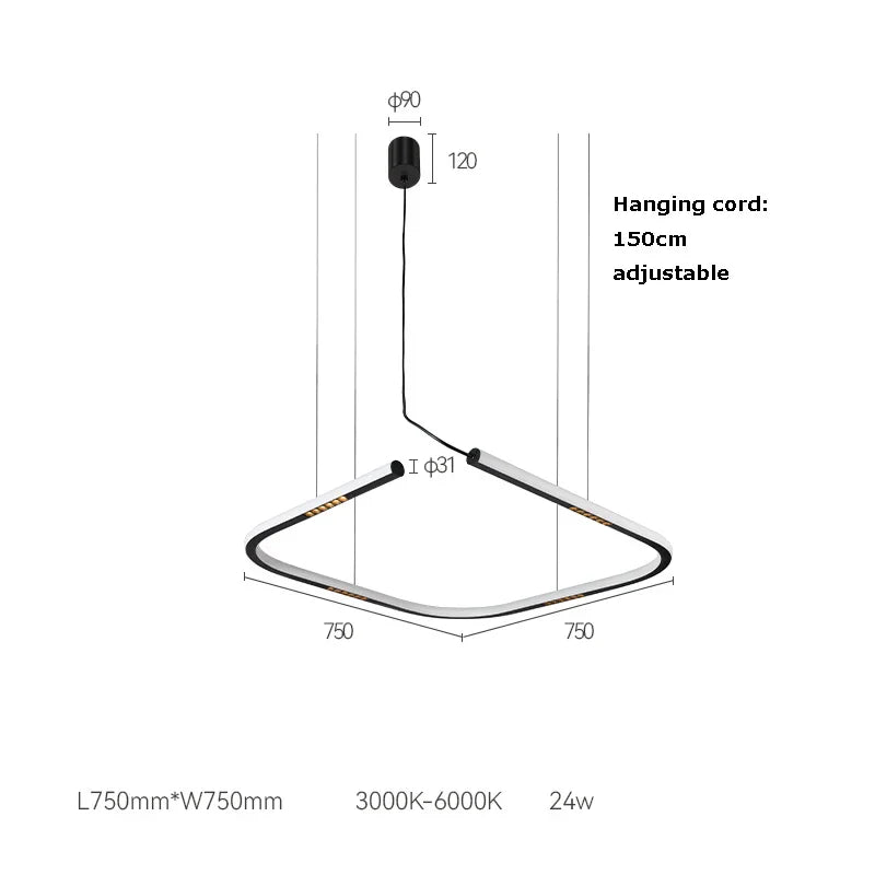 DecorBites™ LED Square Sensor Chandelier for Living Room Lighting