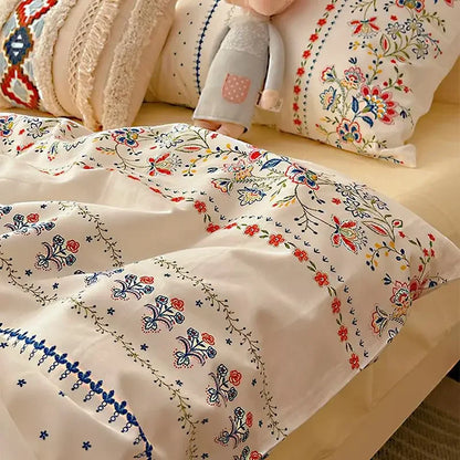 DecorBites™ Boho Pattern Printed Cotton Bedding Set for Queen King Bed Linens