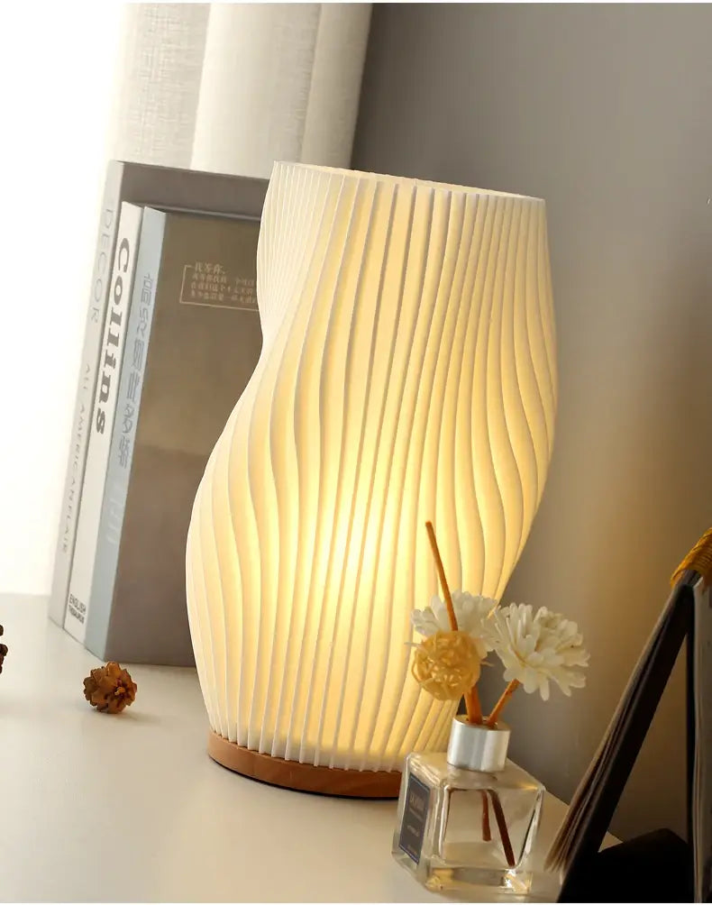 DecorBites™ French cream style 3D desk lamp ins internet red pleated bedroom bedside lamp study coffee shop card seat