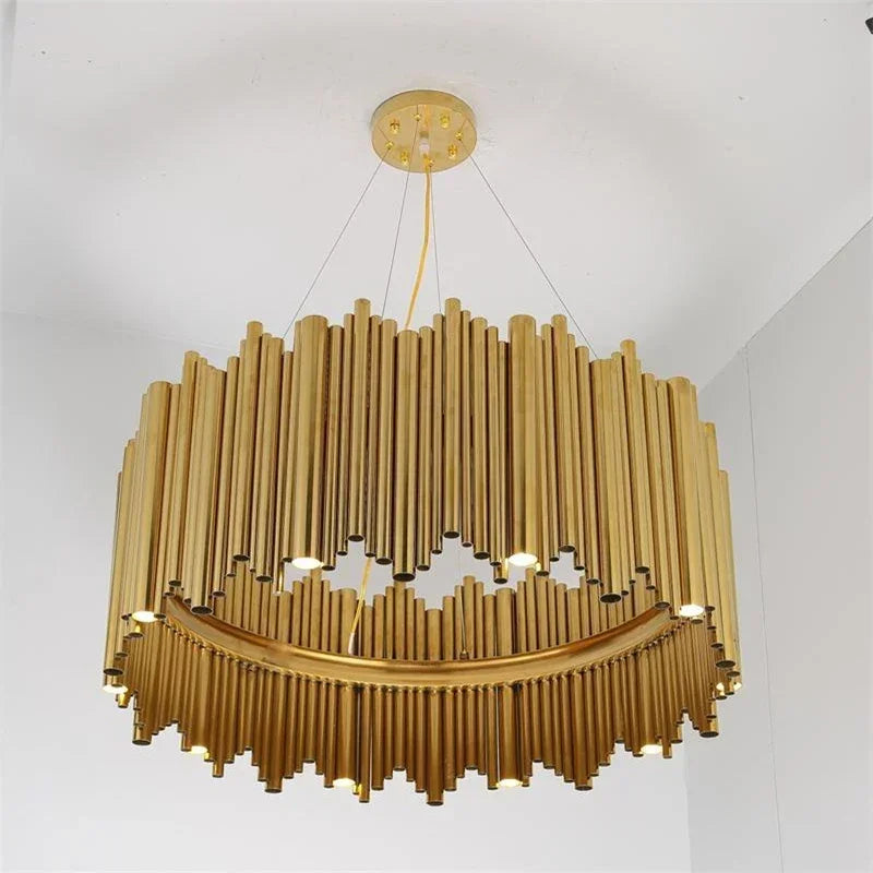 DecorBites™ Gold Brubeck LED Chandelier Pendant Light - Stylish Aluminum Alloy Tube Suspension Luminaire