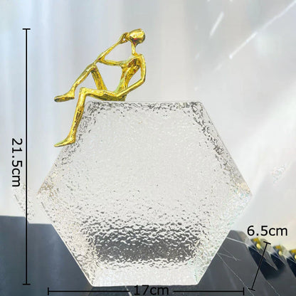 DecorBites™ Golden Figures Sculpture: Modern Desk Ornament for Room Aesthetics