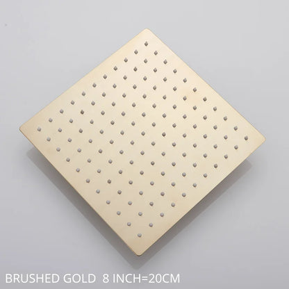 DecorBites™ 12-Inch Stainless Steel Square Rainfall Shower Head - Chrome Luxury Bathroom Fixture