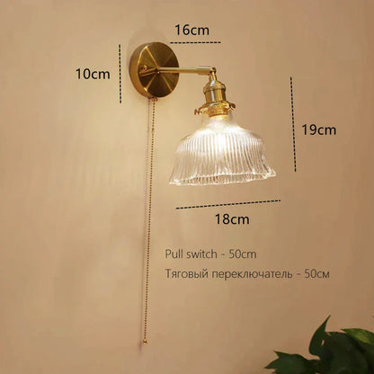 DecorBites™ Art Deco LED Wall Lamp with Pull Switch, Nordic Design, Glass Interior Wall Light