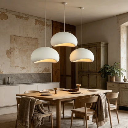Nordic Wabi-Sabi White Or Gray Sculptural Pendant Light