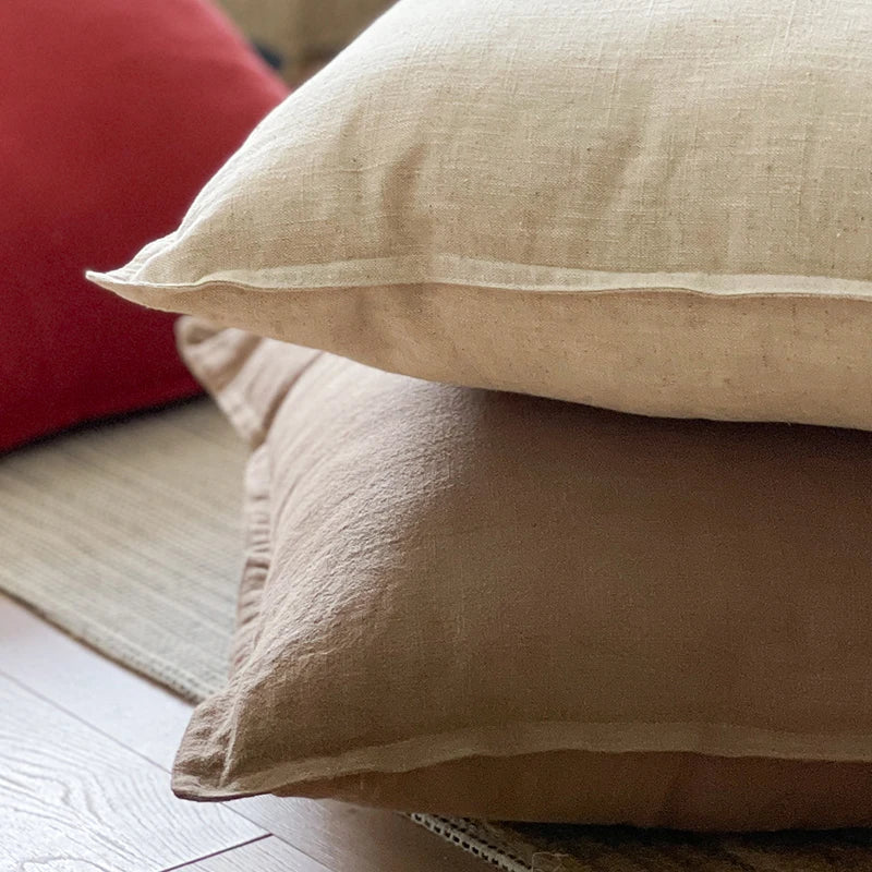 DecorBites™ Linen Fringed Pillow Cover for Home Bed Sofa Decoration