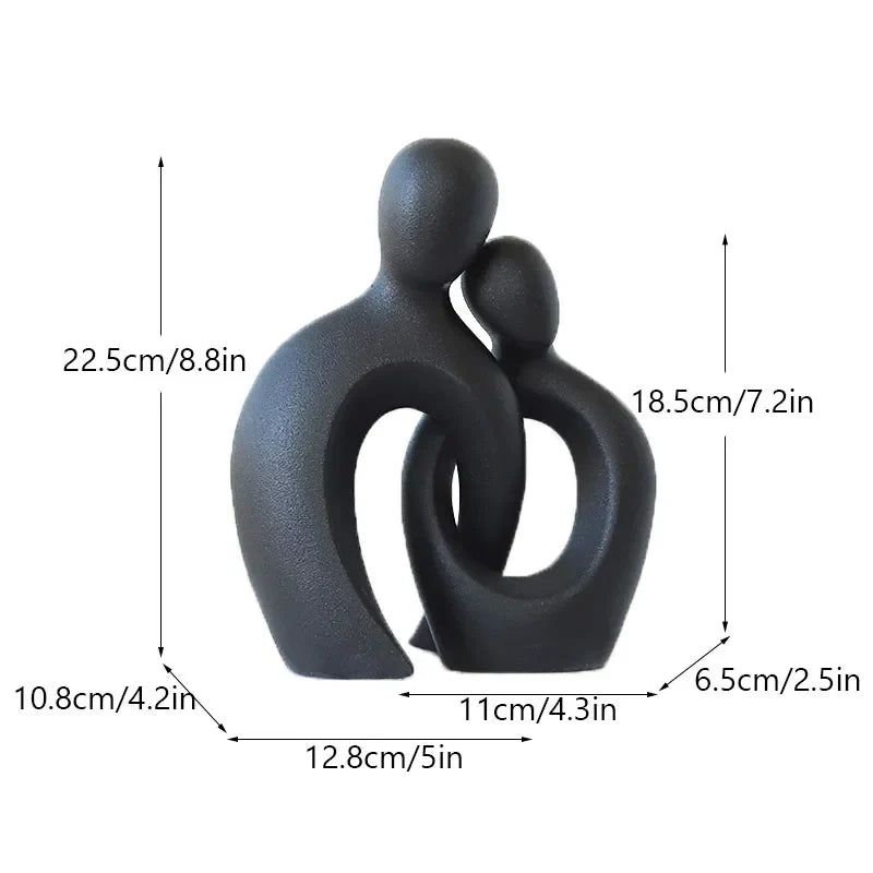 ديكور بايتس™ - تمثال حب الزوجين، تمثال سيراميك تجريدي حديث، ديكور منزلي