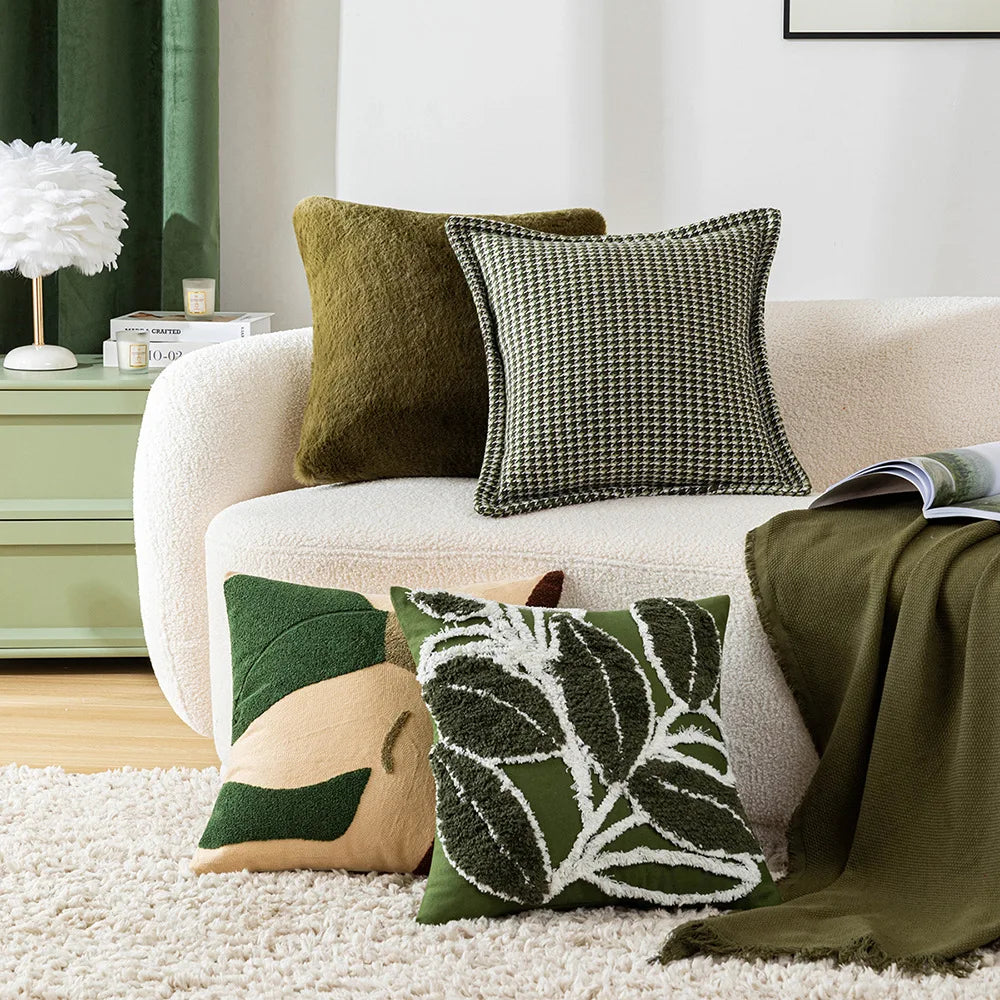 Green Tufted Cushion Cover