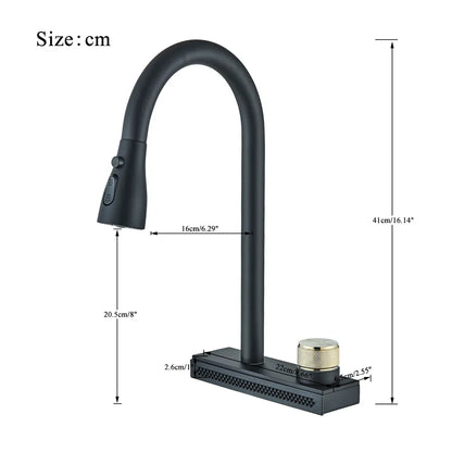 DecorBites™ Black Kitchen Faucet 4 Function Brass Single Hole Mixer Deck Mounted