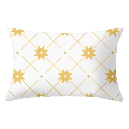 Funda de almohada rectangular curva con rayas geométricas DecorBites™ - Cojines decorativos para sofá en amarillo y azul