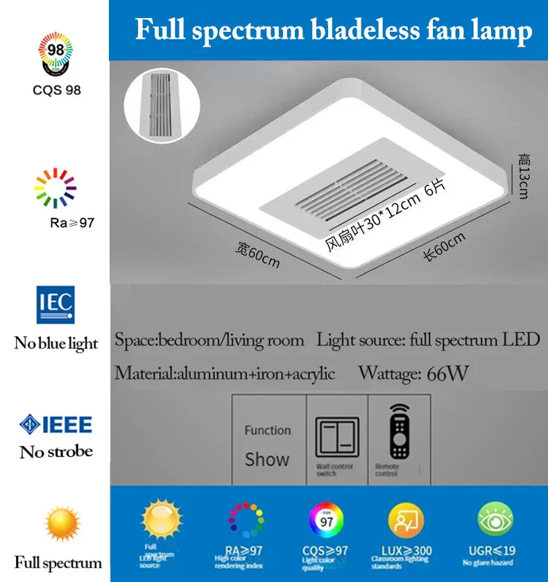 Ventilador de techo LED sin aspas Decorbites™ con control remoto para sala de estar moderna