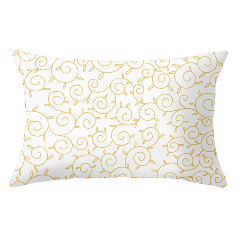 Funda de almohada rectangular curva con rayas geométricas DecorBites™ - Cojines decorativos para sofá en amarillo y azul