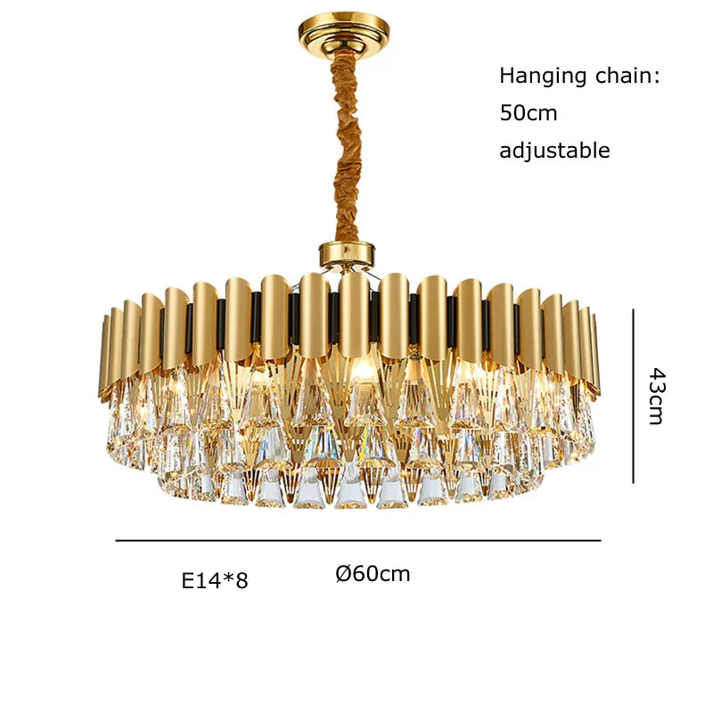 Gold Nordic Crystal Chandelier Polished Dia100cm