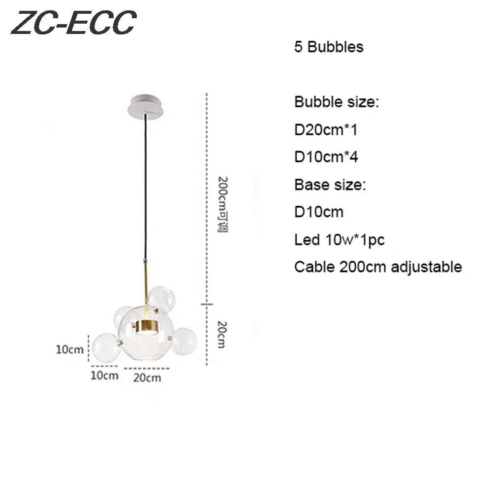 DecorBites™ Glass Bubble LED Chandelier: Stylish Ceiling Lighting for Dining & Living Room