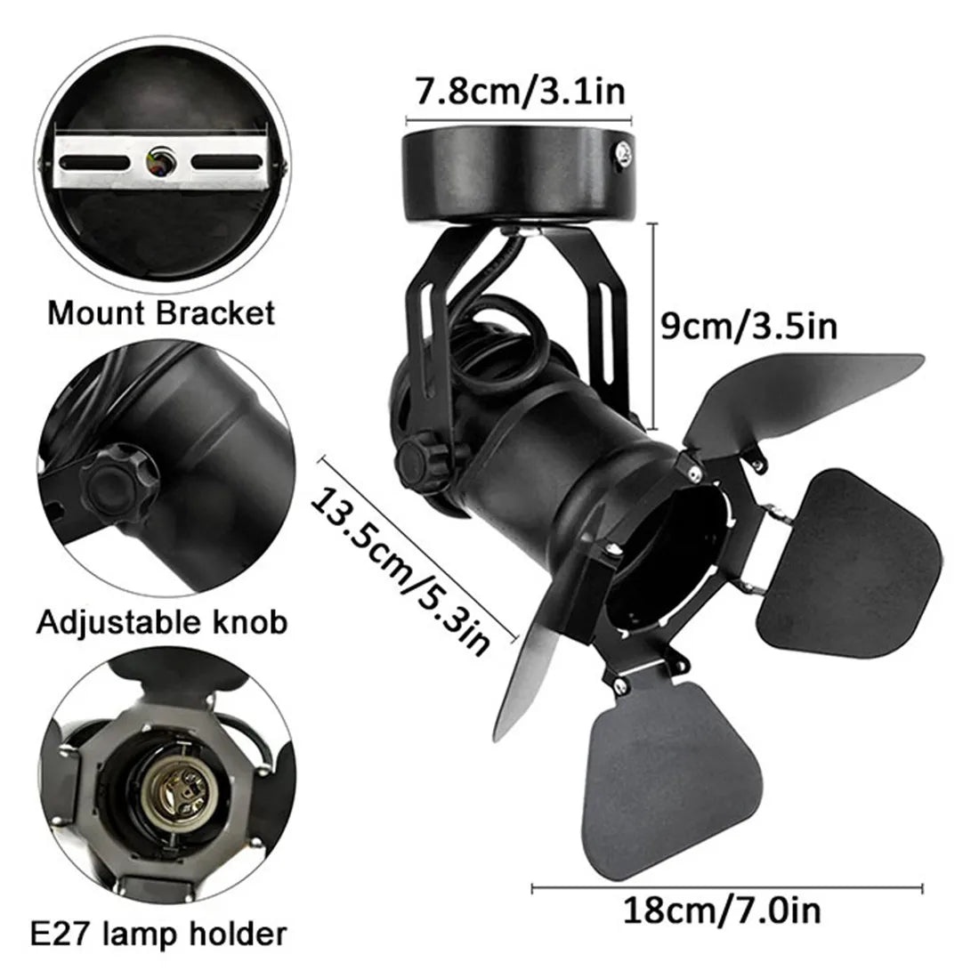 DecorBites™ Industrial Ceiling Spotlight Lamp with Foldable Flippers for Hallway Art Light