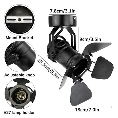 DecorBites™ Industrial Ceiling Spotlight Lamp with Foldable Flippers for Hallway Art Light