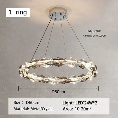 DecorBites™ Crystal Ring Chandelier: Modern Dimmable LED Ceiling Fixture