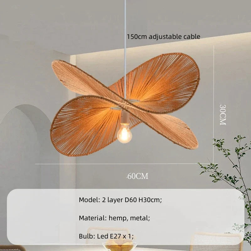 DecorBites™ Hemp Pendant Lights: Wabi Sabi LED Indoor Lighting Fixtures