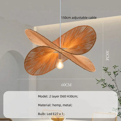 DecorBites™ Hemp Pendant Lights: Wabi Sabi LED Indoor Lighting Fixtures