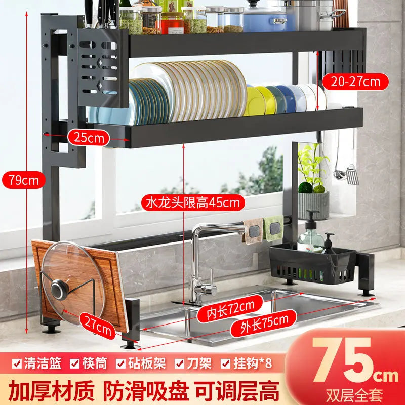 DecorBites™ Kitchen Sink Dish Drying Rack Cutlery Organizer Shelf Counter Storage