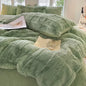 Decobites Faux Rabbit Fur Plush Queen Duvet Cover Set Warm Cozy Bedding