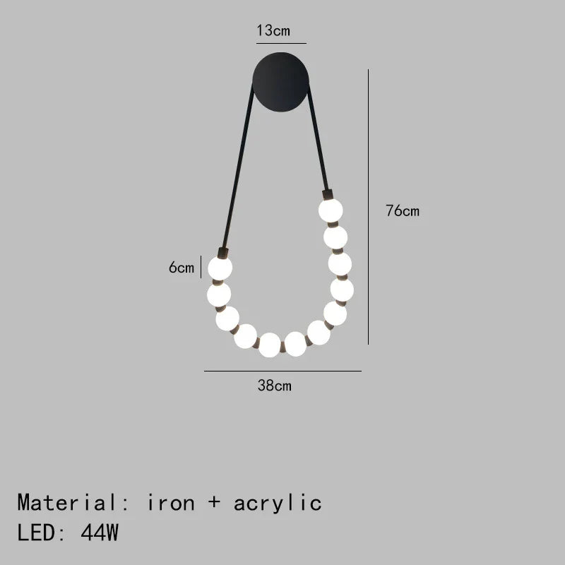 DecorBites™ LED Necklace Wall Lights: Gold Black Metal White Acrylic Sconce for Home Art Deco