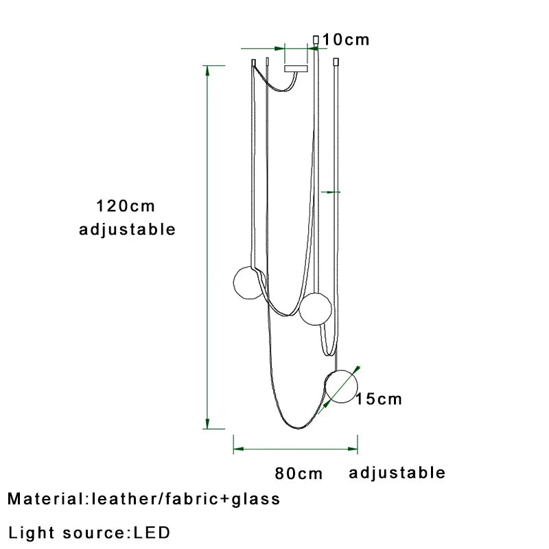 DecorBites™ Leather Glass Ball Pendant Light for Living Room, Adjustable Belt DIY Fixture