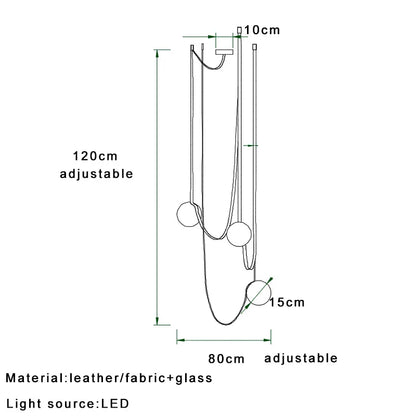 DecorBites™ Leather Glass Ball Pendant Light for Living Room, Adjustable Belt DIY Fixture