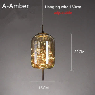 Nordic Star Glass Pendant Light With Long Cord