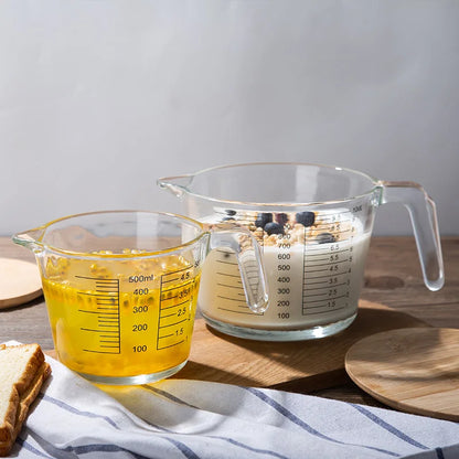 Jarra medidora de vidrio borosilicato DecorBites™, gran capacidad para hornear, cocinar y usar en la cocina.