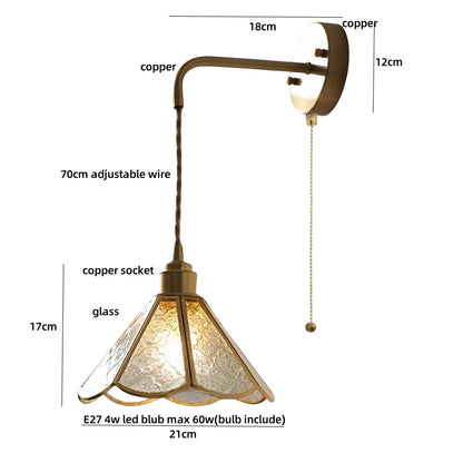 DecorBites™ مصباح حائط LED زجاجي أزرق مع سلسلة سحب ومفتاح إضاءة على شكل سلم تيفاني