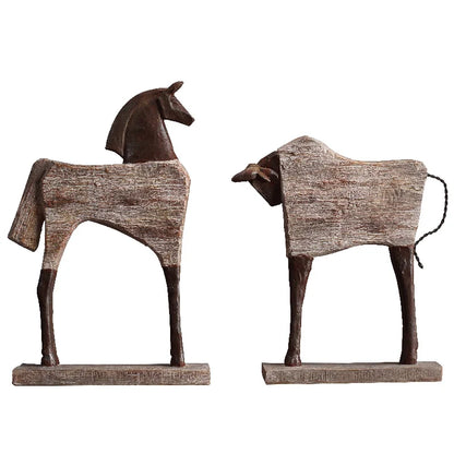 DecorBites™ Horse Sculpture: Handmade Wood Grain Design, Animal Figurine for Home Decor