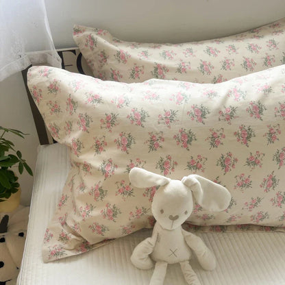 Decobites Korean Floral Cotton Pillowcase 40x60cm, 48x74cm, 50x80cm, Home Cushion Cover