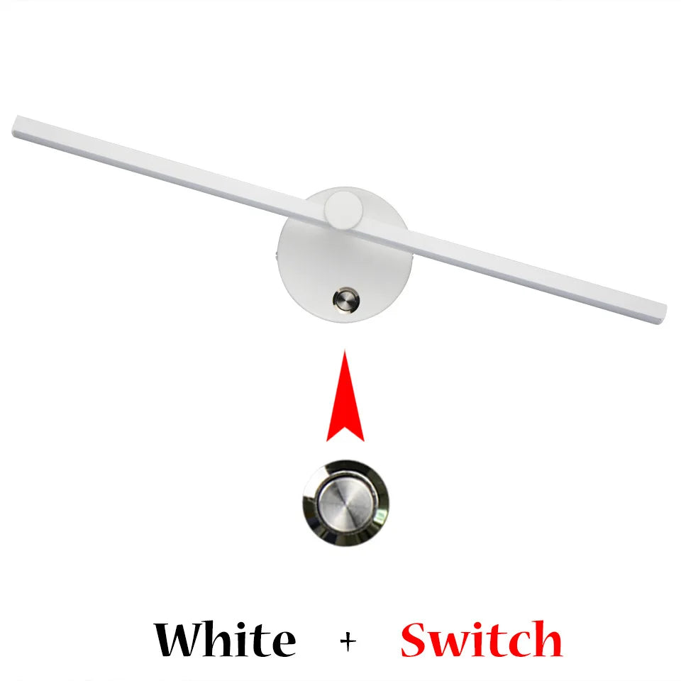 Lámpara de pared de vanidad LED lineal Decorbites™ de 41 cm con interruptor y rotación de 300°