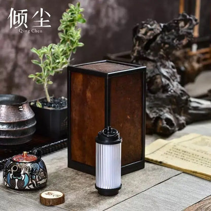 DecorBites™ Hedge Stone Candle Holder: Ancient Decorative Amber Table Lamp