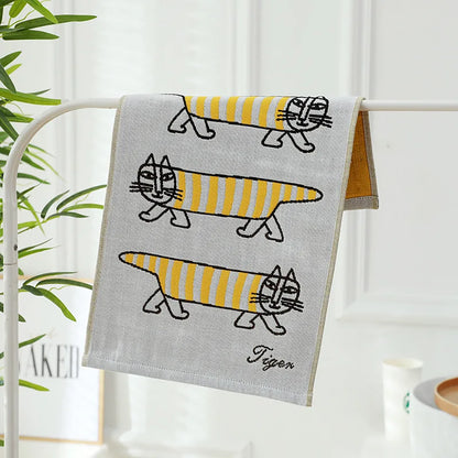 DecorBites™ Kids Cartoon Face Towels - Set of 3 | Cats Print | 100% Cotton | 25*50cm