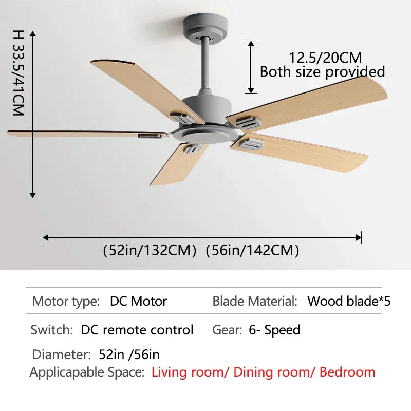 DecorBites™ 56" Industrial Style Black Ceiling Fan with Remote Control for Indoor Rooms