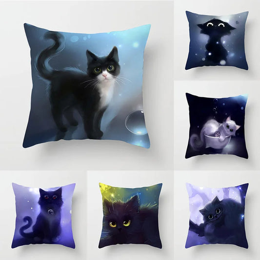 DecorBites™ Cat Printed Pillowcase Modern Living Room Sofa Cushion Cover Home Decor