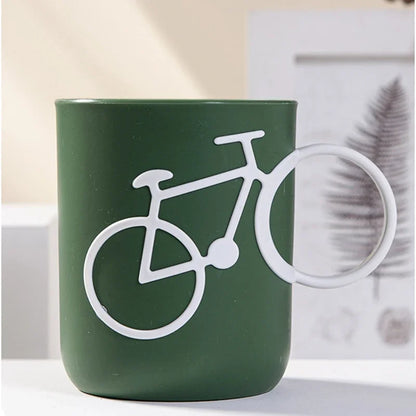 DecorBites™ Bike-Shaped Toothbrush Holder Cup Unbreakable Food-Safe Mouthwash Mug