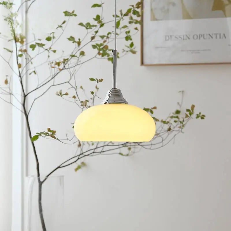 Lámpara colgante LED nórdica DecorBites™ de cristal color crema para decoración e iluminación del hogar