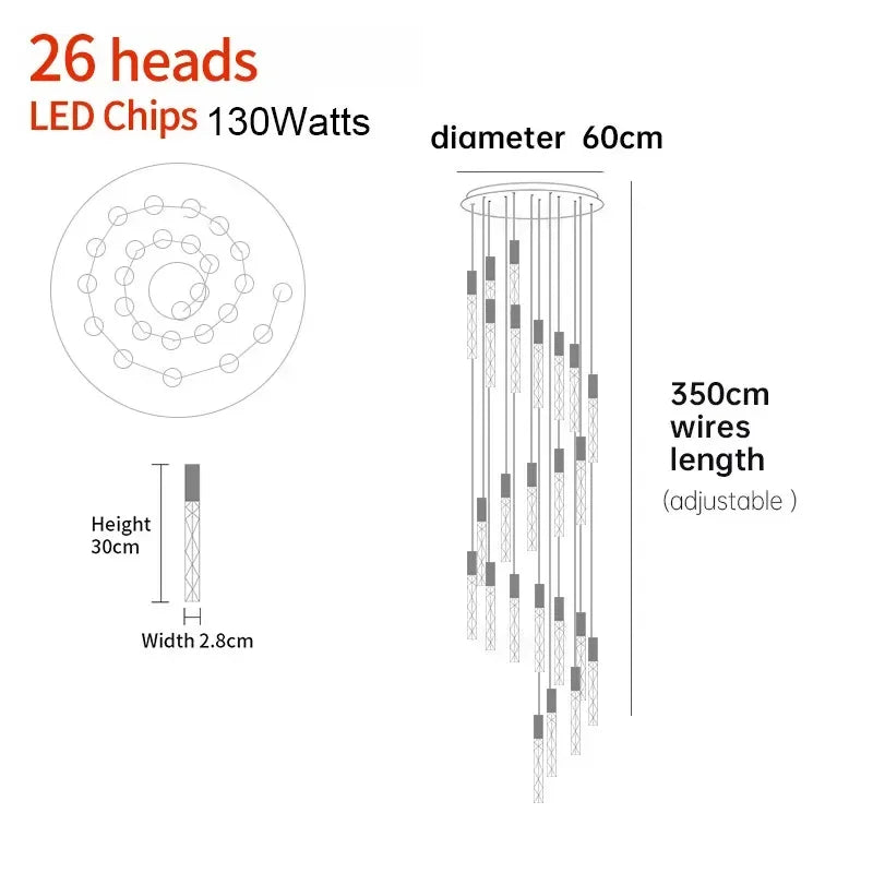 Lámpara colgante LED de cristal DecorBites™: Luminaria de lujo para sala de estar, dormitorio, hotel y tienda.