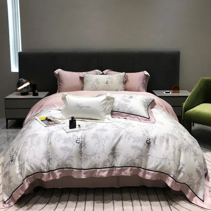 DecorBites™ Eucalyptus Lyocell Flowers Duvet Set with Sheet & Pillowcases