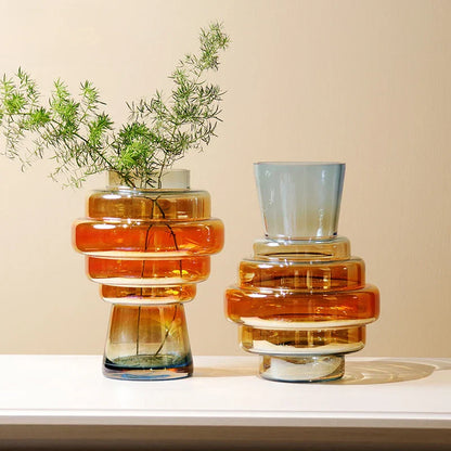 DecorBites™ Gradient Glass Vase for Stylish Flower Arrangements and Home Decor
