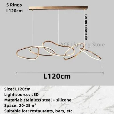 Lámpara de techo con anillo LED dorado DecorBites™: Lujo moderno para bares, hoteles, dormitorios y restaurantes