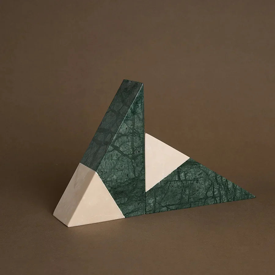 Sujetalibros DecorBites™ de mármol verde, estilo retro, con diseño de travertino. Decoración para el hogar.