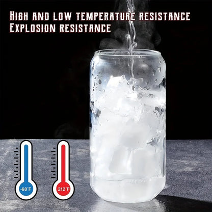 DecorBites™ Glass Drinking Glasses Set with Straws - 4-Piece Can Shaped Cups