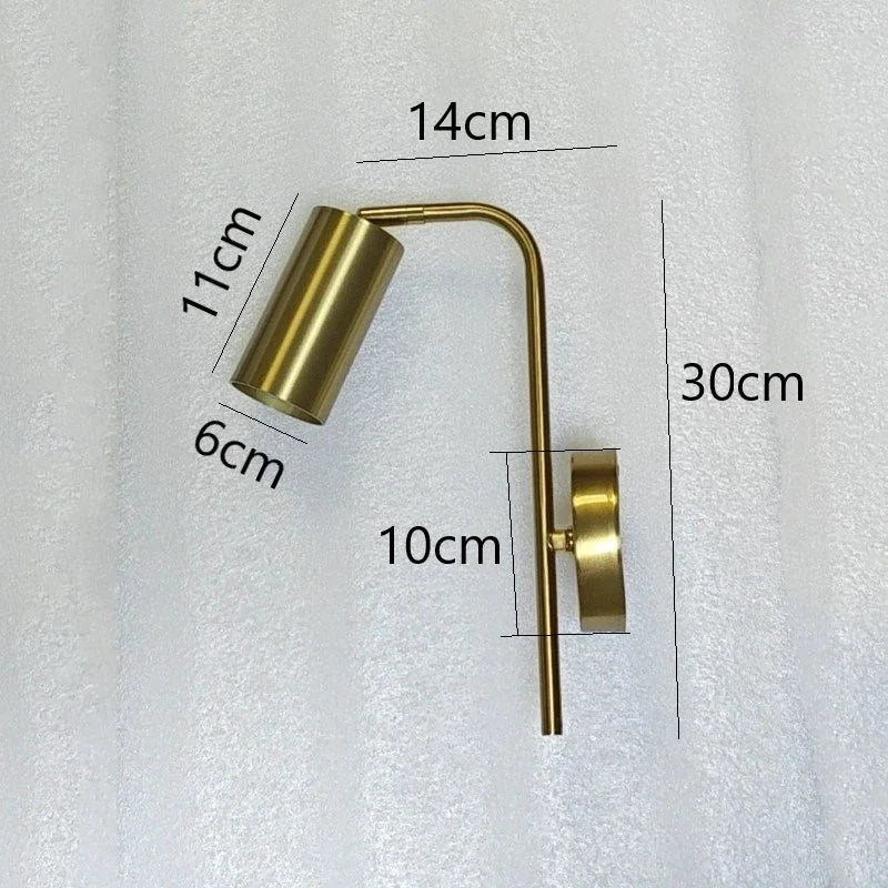 DecorBites™ Golden LED Reading Wall Lamp, Modern Minimalist Bedside Wall Light