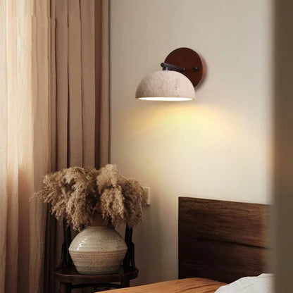 DecorBites™ Canopy LED Wall Light Yellow Travertine Modern Iron Bedside Lamp