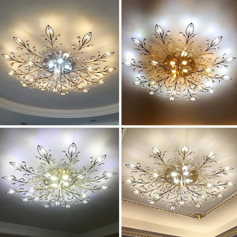 DecorBites™ Crystal Leaf LED Ceiling Chandelier: Industrial Retro Home Decor Lighting