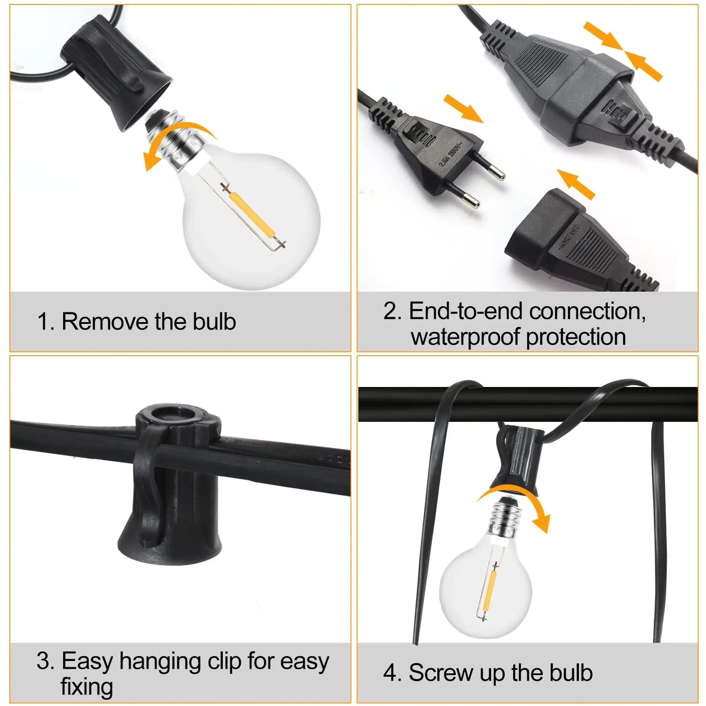 DecorBites™ G40 LED Shatterproof Globe Outdoor Patio String Lights