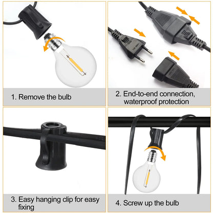 DecorBites™ G40 LED Shatterproof Globe Outdoor Patio String Lights